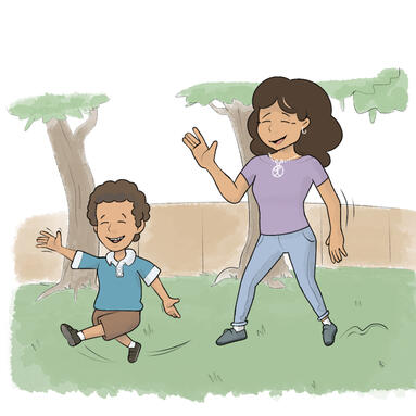 Baxter and his mother playing outside Baxter and his mother playing outside